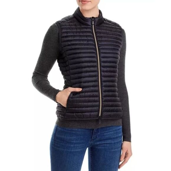 NWT SAVE THE DUCK Arabella Size Small Black Quilted Puffer Vest Vegan Packable - Picture 1 of 16